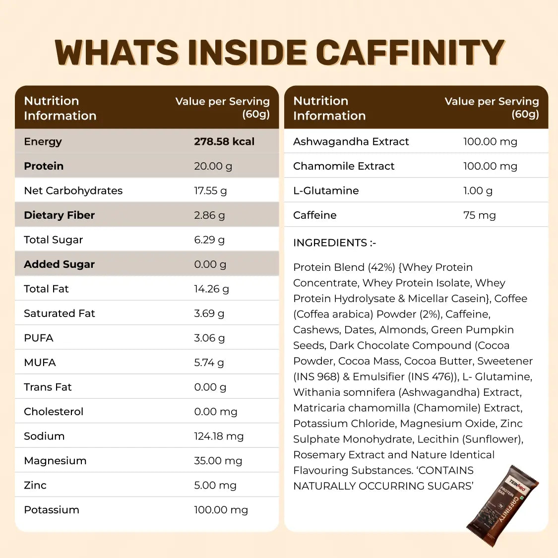 TeinPro Assorted Protein Bars – Caffinity & Butterscotch | 40g Each | 12g Protein | Pack of 6