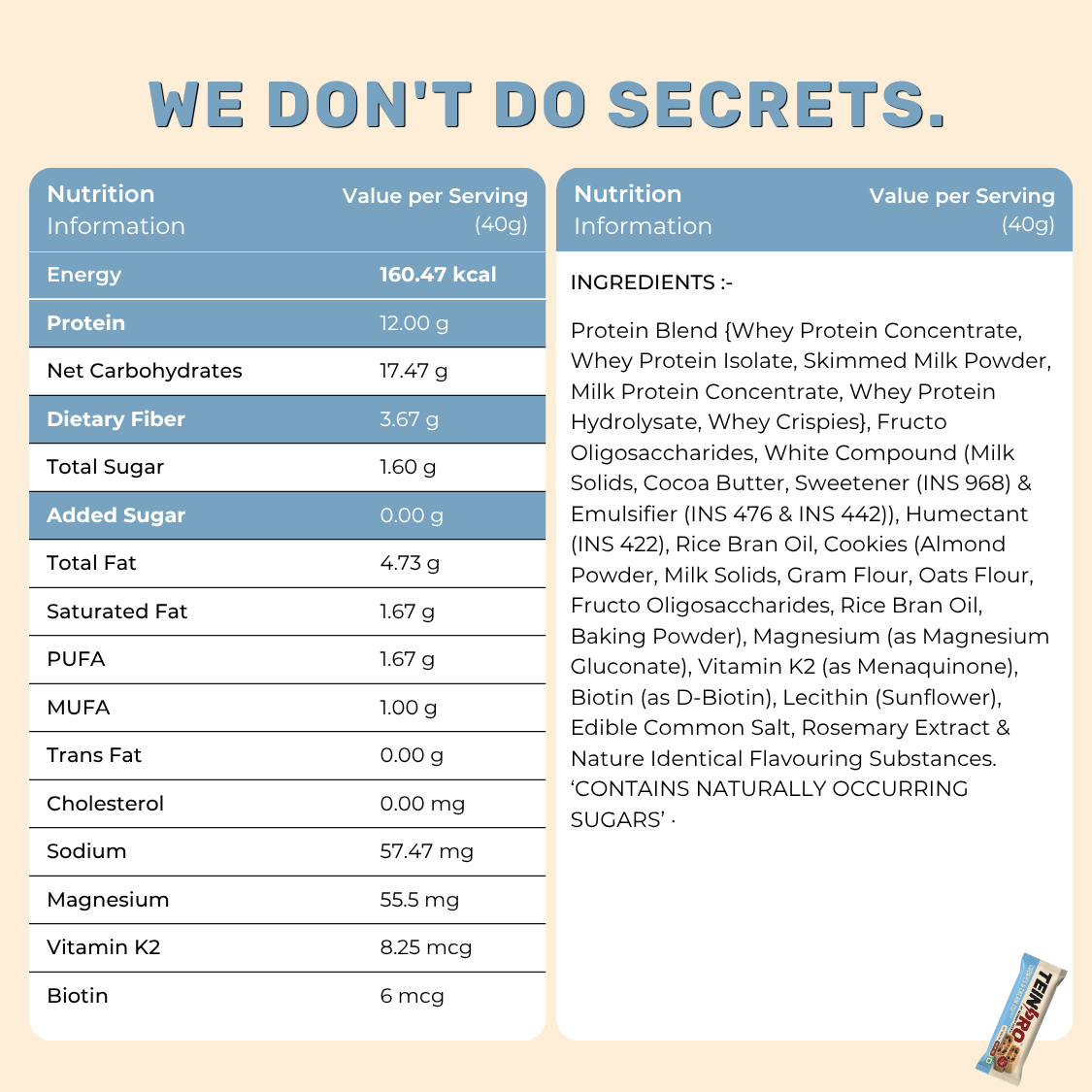 Cookies & Cream  Protein Bar 40g – Pack of 6