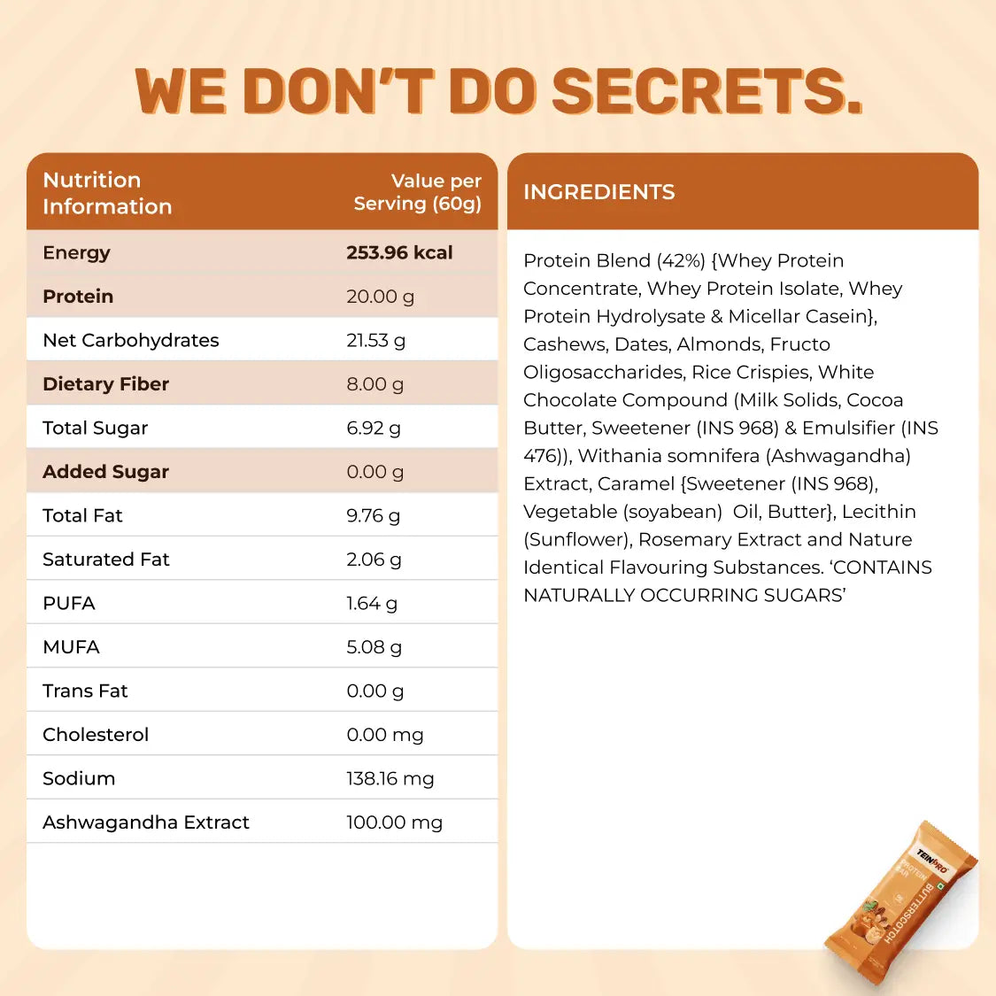 TeinPro Protein Bar – Butterscotch | Pack of 4