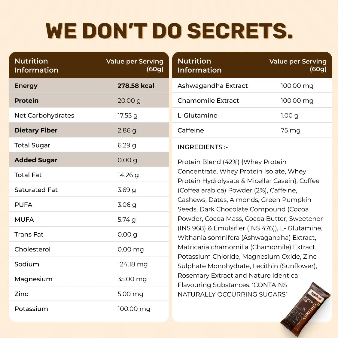 TeinPro Protein Bar – Caffinity (Coffee Flavor) | Pack of 4