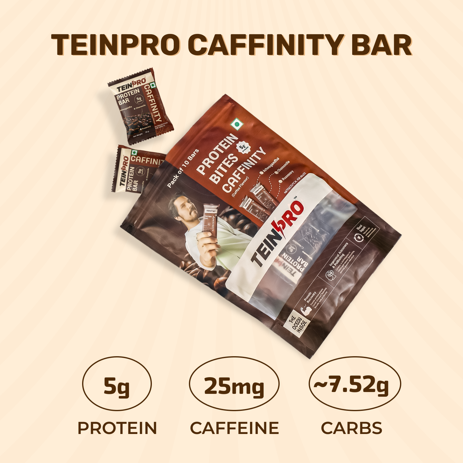 TEINPRO PROTEIN BITES- CAFFINITY (COFFEE FLAVOUR) | PACK OF 10