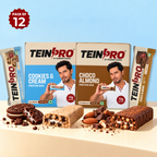 Assorted Protein Bars –  Pack of 12 ( Cookies & Cream | Choco Almond ) | 12g Protein Each