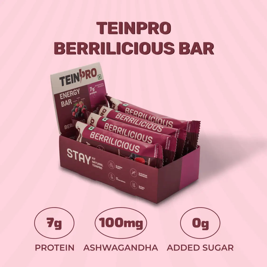 TeinPro Energy Bar – Berrilicious (Berry Flavor) | Pack of 4