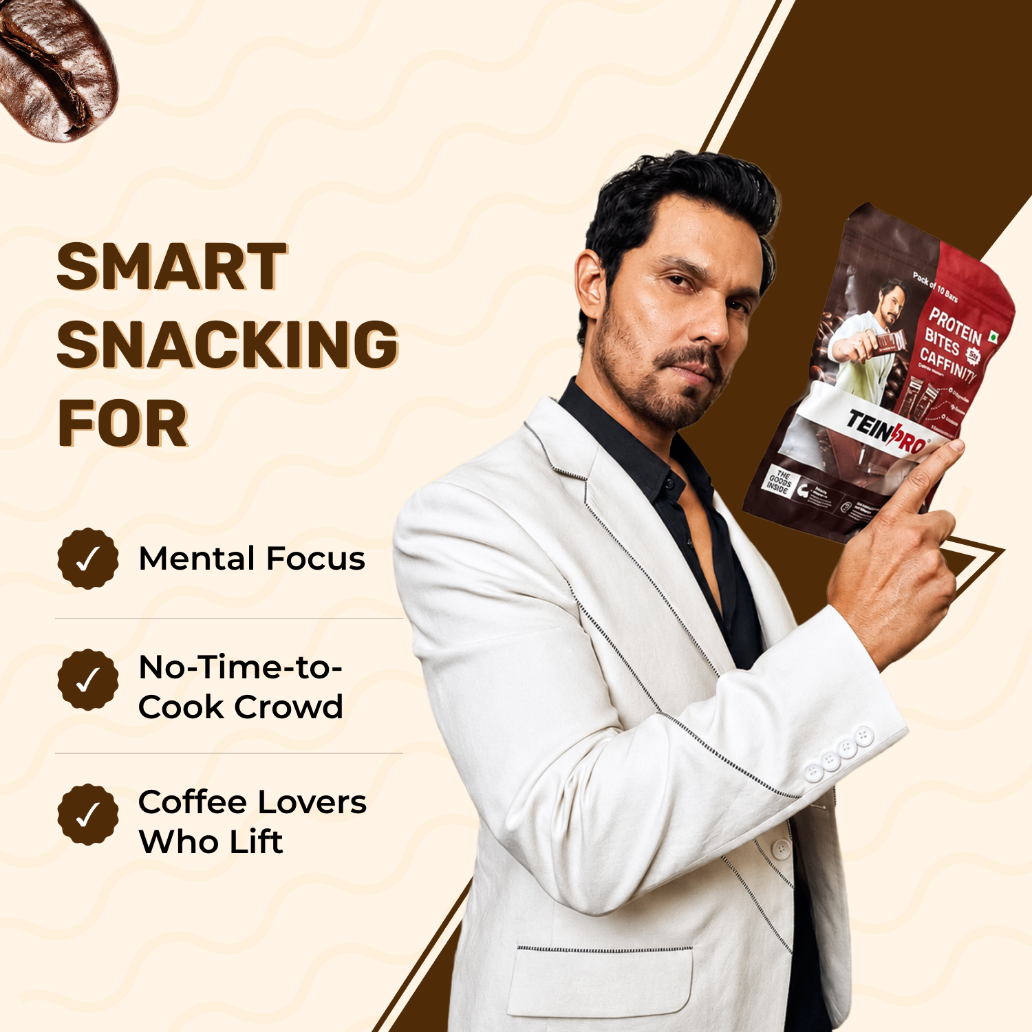 TEINPRO PROTEIN BITES- CAFFINITY (COFFEE FLAVOUR) | PACK OF 10