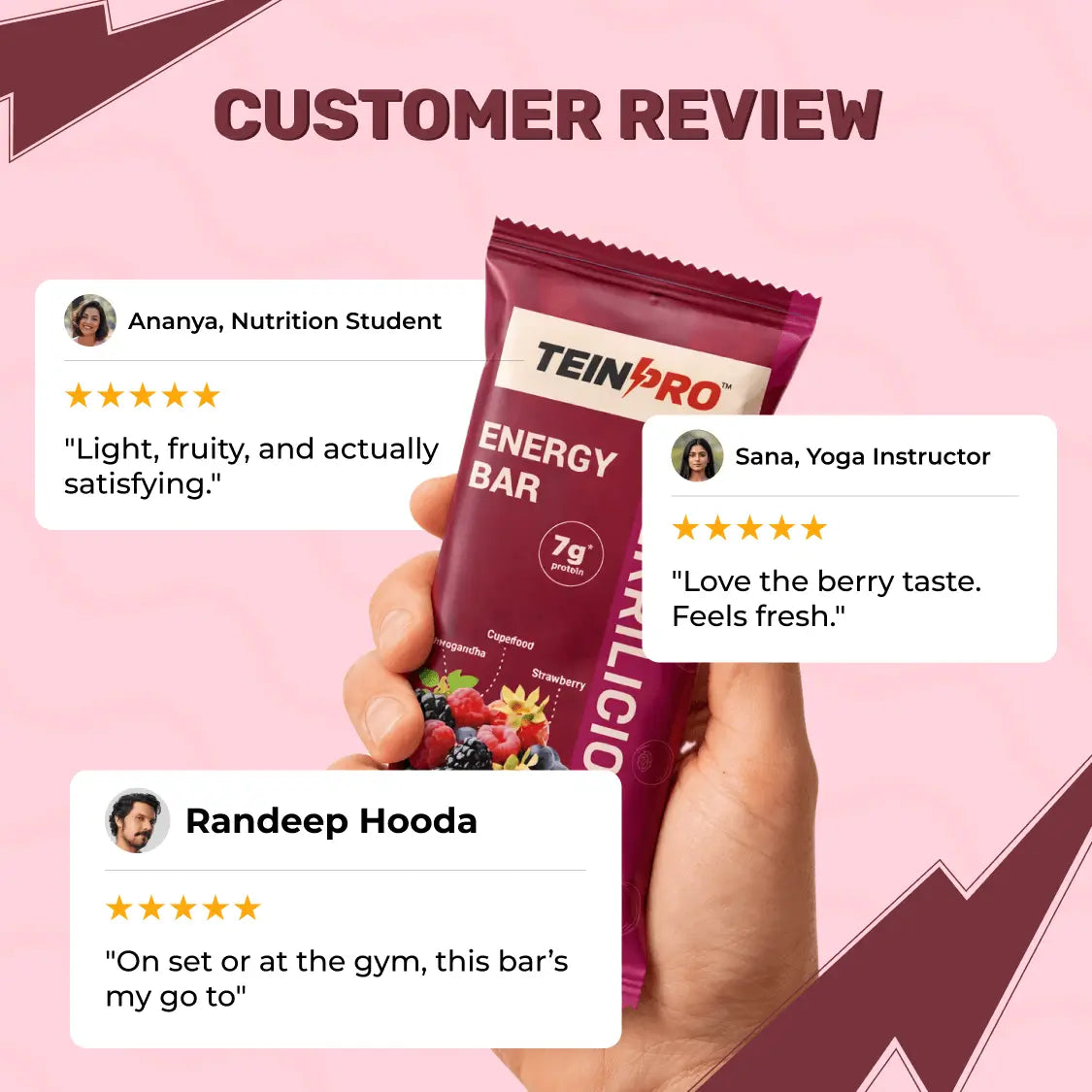 TeinPro Energy Bar – Berrilicious (Berry Flavor) | Pack of 4