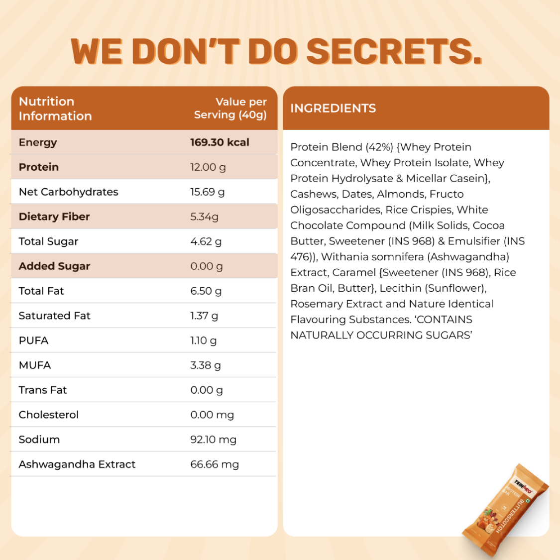 TeinPro Butterscotch Protein Bar – 12g