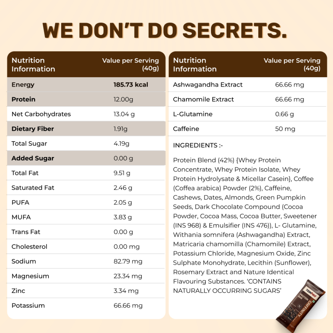 TeinPro Caffinity Protein Bar – 12g