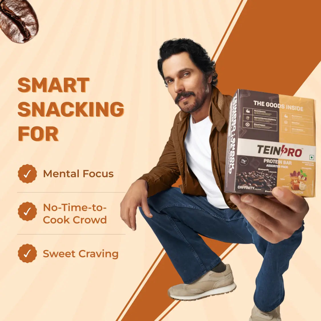 TeinPro Assorted Protein Bars – Caffinity & Butterscotch | 40g Each | 12g Protein | Pack of 6
