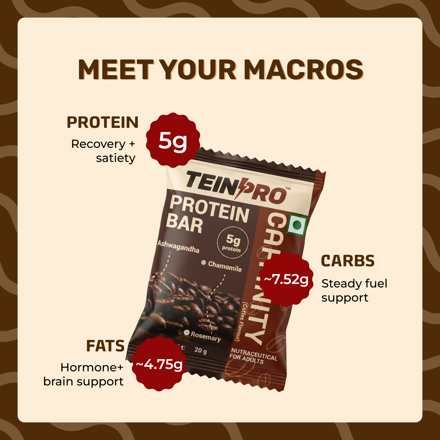 TEINPRO PROTEIN BITES- CAFFINITY (COFFEE FLAVOUR) | PACK OF 10