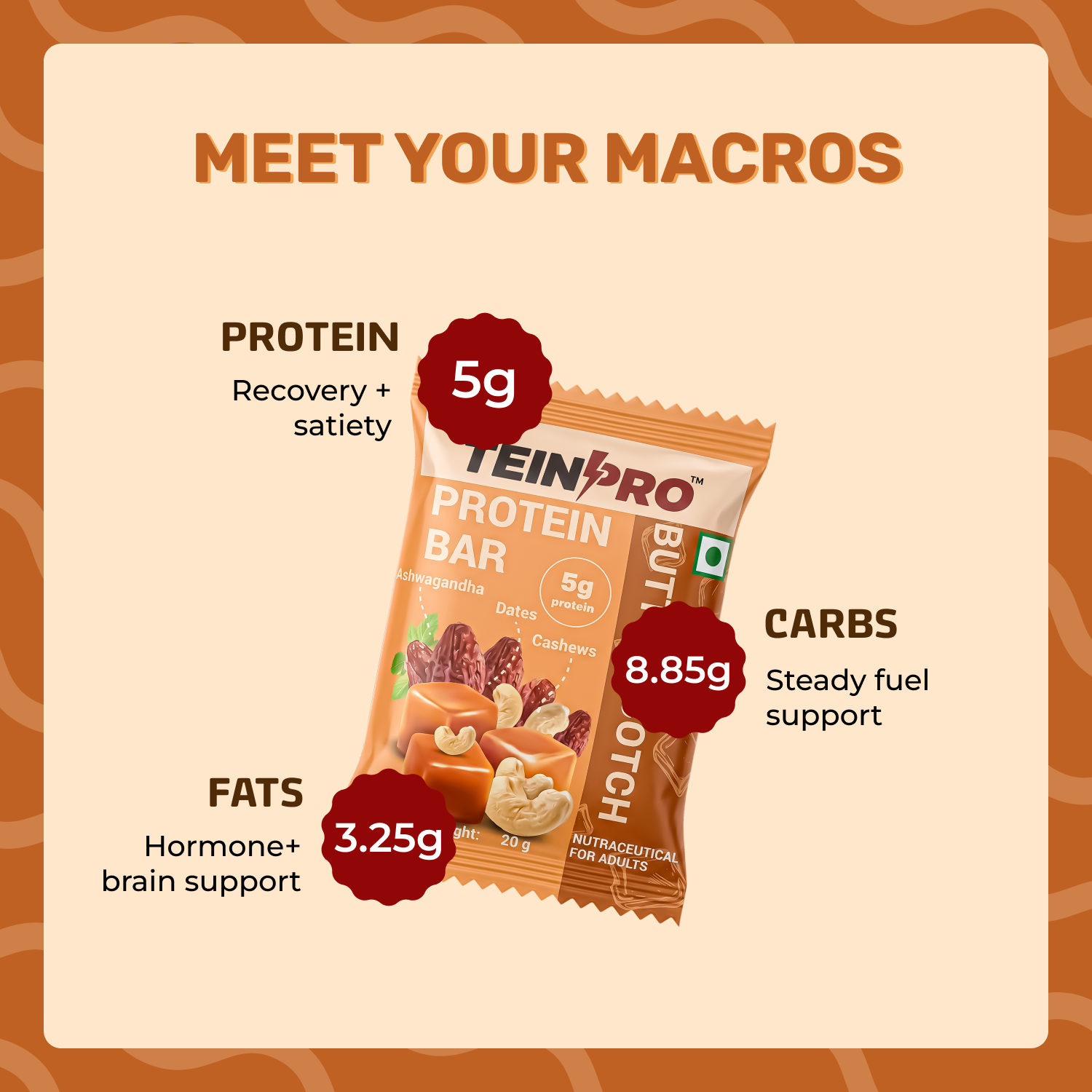 TEINPRO PROTEIN BITES- BUTTERSCOTCH | PACK OF 10