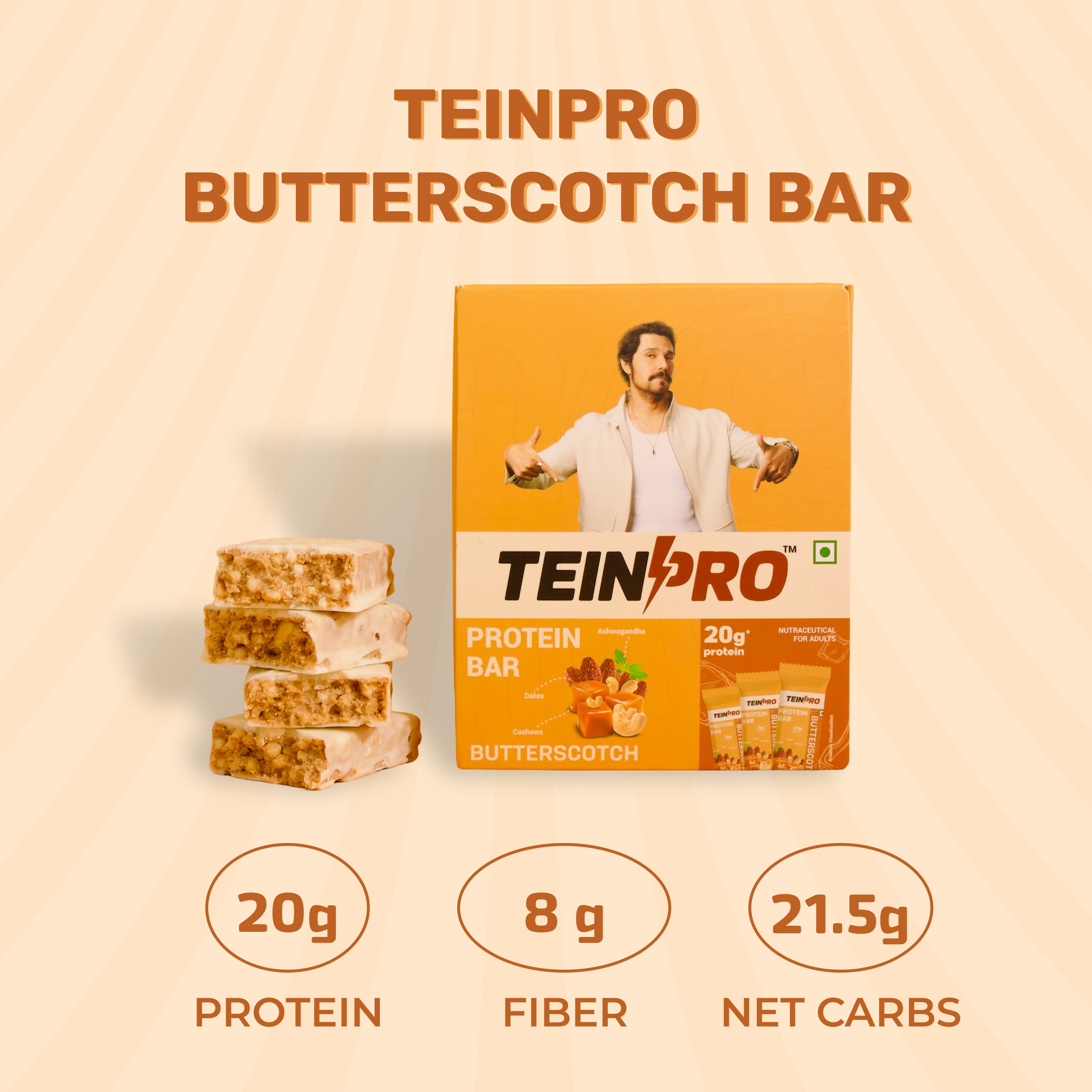 TeinPro Protein Bar – Butterscotch | Pack of 4