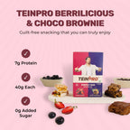 TeinPro Assorted Energy Bars | 6 Berrilicious + 6 Choco Brownie | 40g Each | 7g Protein Per Bar | Pack of 12
