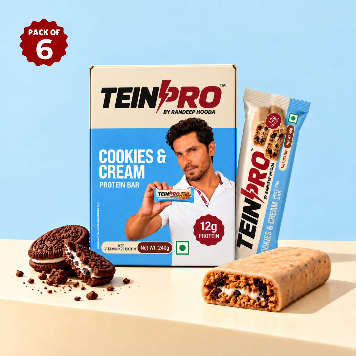 Cookies & Cream  Protein Bar 40g – Pack of 6