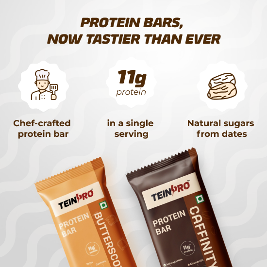TeinPro Assorted Protein Bars – Caffinity & Butterscotch | 35g Each | 11g Protein | Pack of 6