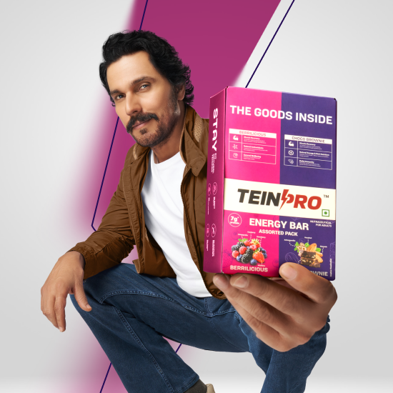 TeinPro Assorted Energy Bars – Berrilicious & Choco Brownie | 40g Each | 7g Protein | Pack of 6