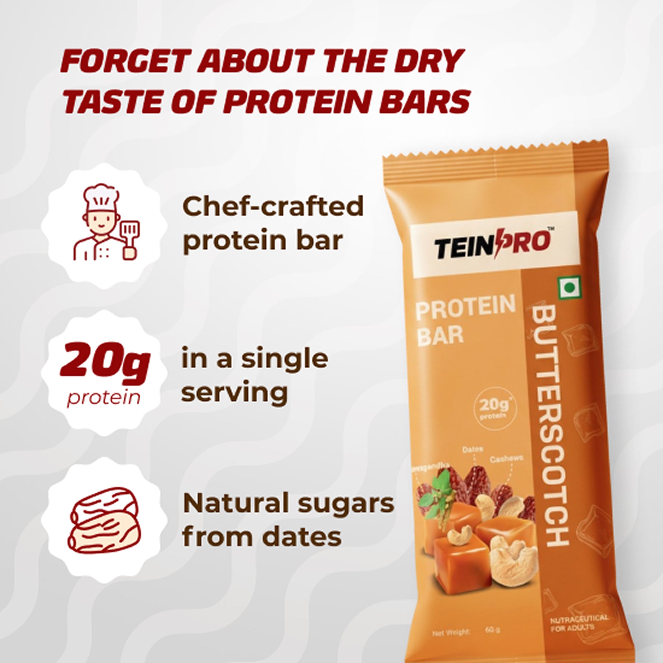TeinPro Protein Bar – Butterscotch | Pack of 4